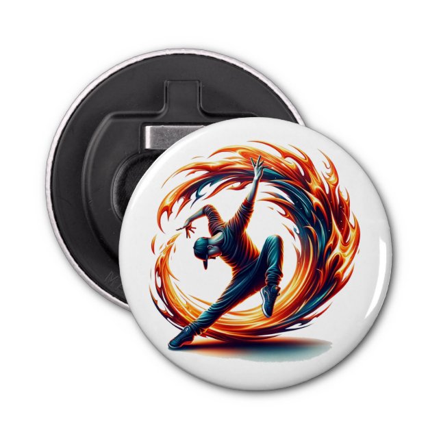 Breakdance Street Fire With Urban Energy  Bottle Opener (Front)