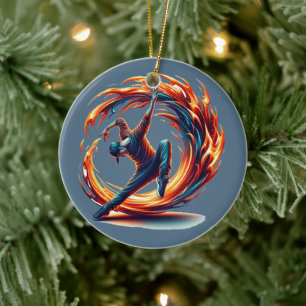 Breakdance Street Fire With Urban Energy  Ceramic Ornament