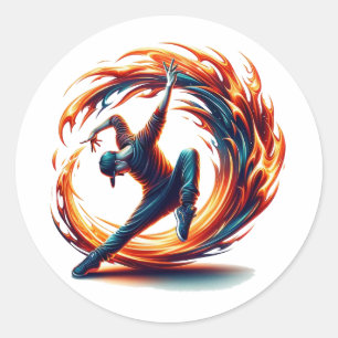 Breakdance Street Fire With Urban Energy  Classic Round Sticker