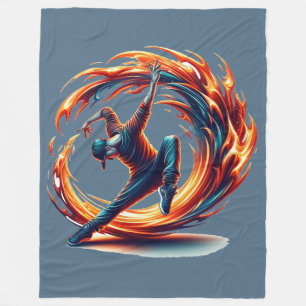 Breakdance Street Fire With Urban Energy Fleece Blanket