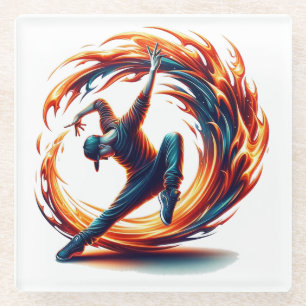 Breakdance Street Fire With Urban Energy Glass Coaster