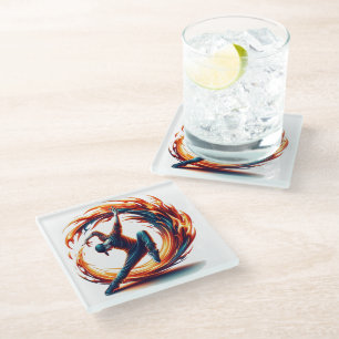 Breakdance Street Fire With Urban Energy Glass Coaster