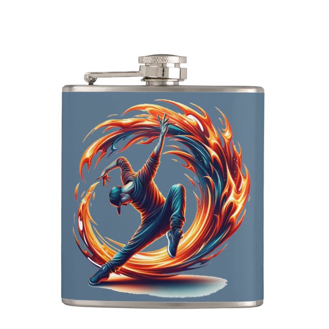 Breakdance Street Fire With Urban Energy  Hip Flask (Front)