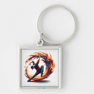Breakdance Street Fire With Urban Energy Key Ring