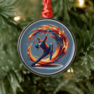 Breakdance Street Fire With Urban Energy Metal Ornament