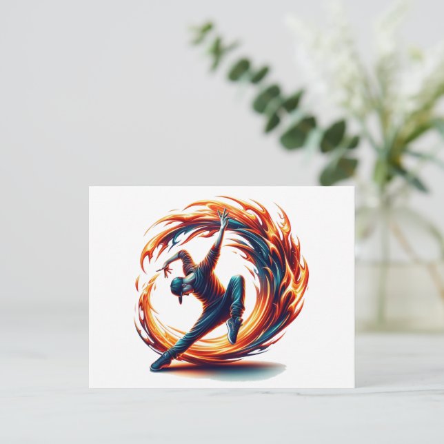 Breakdance Street Fire With Urban Energy  Postcard (Standing Front)