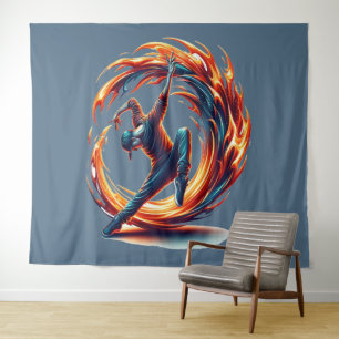 Breakdance Street Fire With Urban Energy  Tapestry