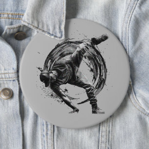 Breakdance Urban Style Monochrome Motion Art 6 Cm Round Badge