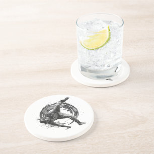 Breakdance Urban Style Monochrome Motion Art Coaster