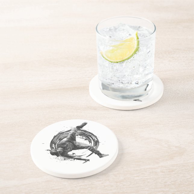 Breakdance Urban Style Monochrome Motion Art  Coaster (Side)