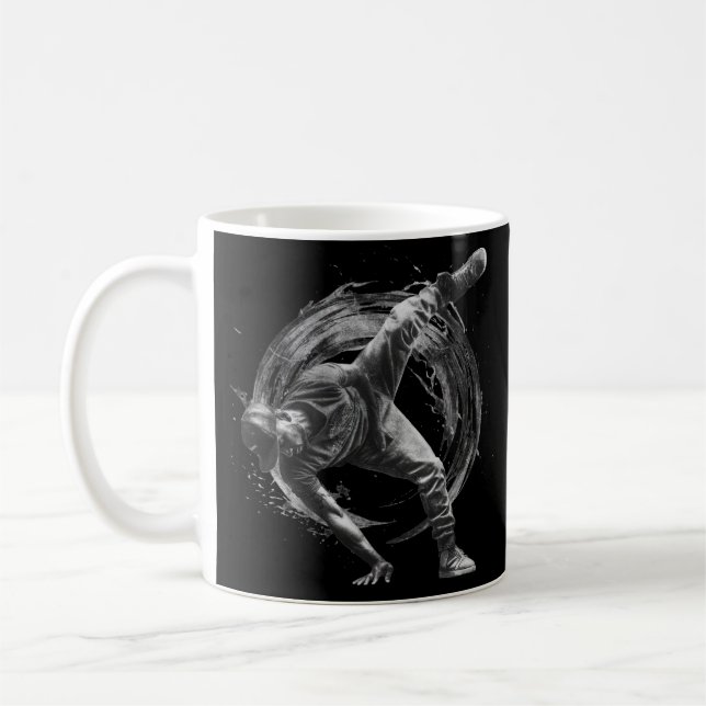 Breakdance Urban Style Monochrome Motion Art  Coffee Mug (Left)