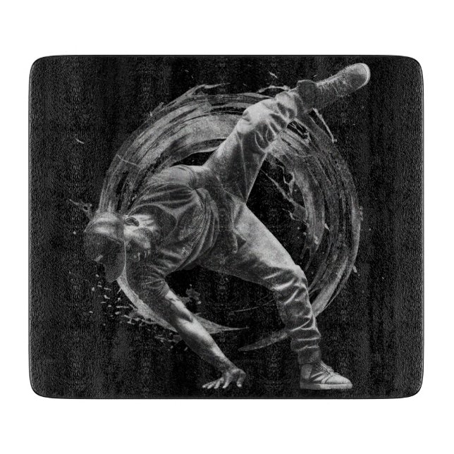 Breakdance Urban Style Monochrome Motion Art  Cutting Board (Front)