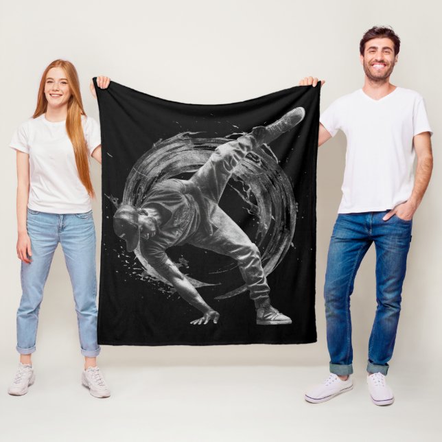 Breakdance Urban Style Monochrome Motion Art  Fleece Blanket (In Situ)