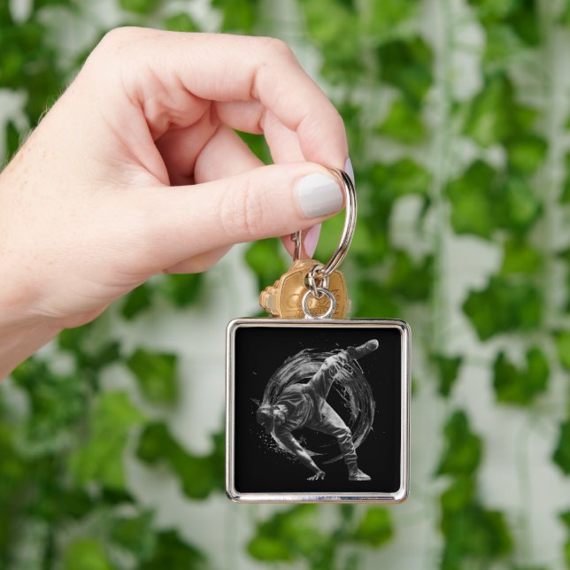 Breakdance Urban Style Monochrome Motion Art  Key Ring (Hand)
