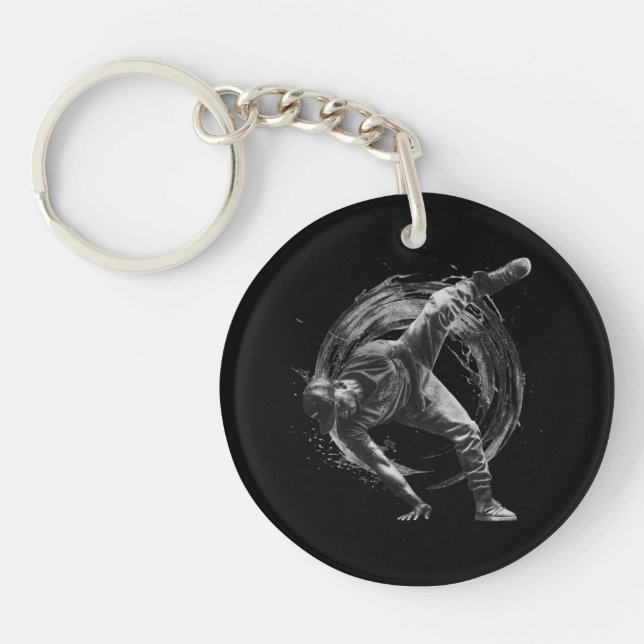 Breakdance Urban Style Monochrome Motion Art  Key Ring (Front)