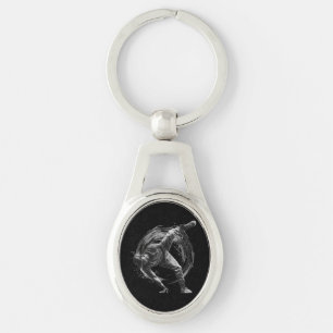 Breakdance Urban Style Monochrome Motion Art  Key Ring
