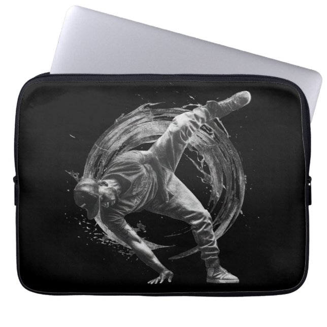 Breakdance Urban Style Monochrome Motion Art  Laptop Sleeve (Front)