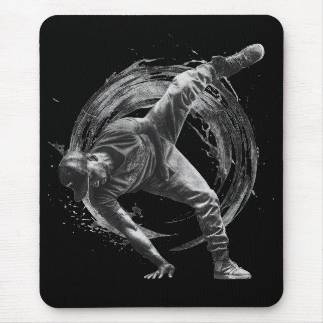 Breakdance Urban Style Monochrome Motion Art  Mouse Pad (Front)
