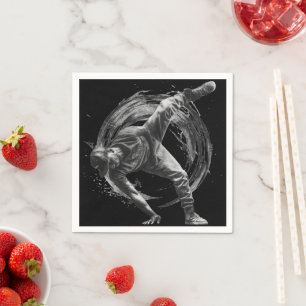 Breakdance Urban Style Monochrome Motion Art Napkin