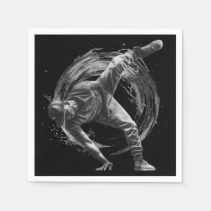 Breakdance Urban Style Monochrome Motion Art Napkin