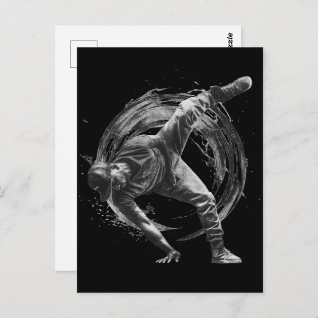 Breakdance Urban Style Monochrome Motion Art  Postcard (Front/Back)