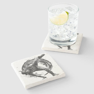 Breakdance Urban Style Monochrome Motion Art Stone Coaster