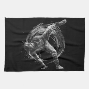 Breakdance Urban Style Monochrome Motion Art  Tea Towel