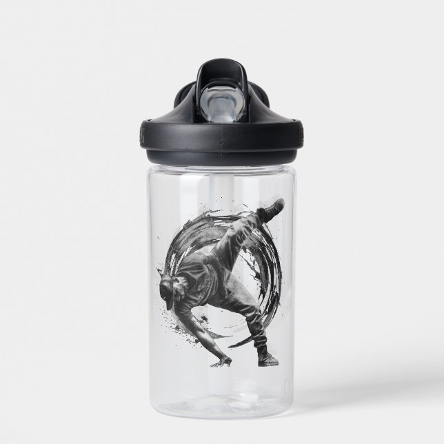 Breakdance Urban Style Monochrome Motion Art  Water Bottle (Front)