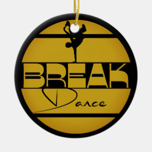 Breakdance yellow black with dancer ceramic ornament