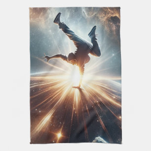 Breakdancer in action, Ai, Action in the Galaxy Tea Towel
