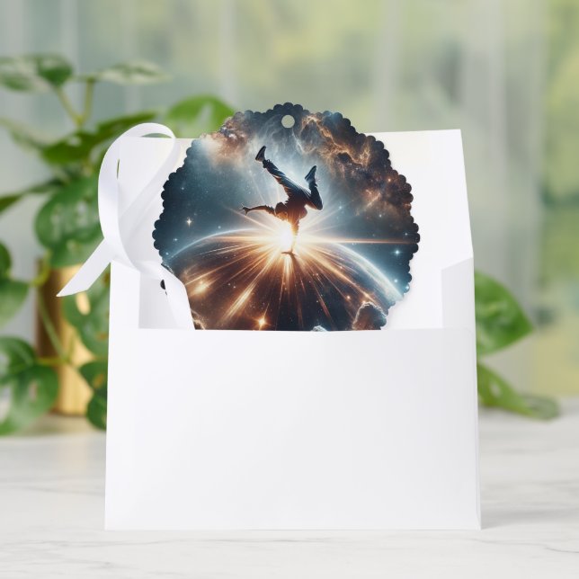 Breakdancer in action, Ai, Action in the Galaxy Tree Decoration Card (Envelope)