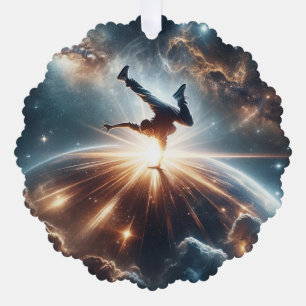 Breakdancer in action, Ai, Action in the Galaxy Tree Decoration Card