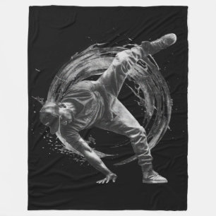 Breakdancer in action, in ink splatter style fleece blanket