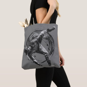 Breakdancer in action, in ink splatter style tote bag