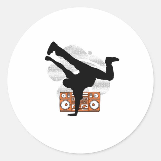 BREAKDANCER SILHOUETTE CLASSIC ROUND STICKER (Front)