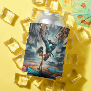 Breakdancer Women in action New York silhouette Can Cooler