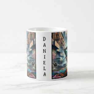 Breakdancer Women in action New York silhouette Coffee Mug