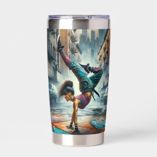 Breakdancer Women in action New York silhouette Insulated Tumbler