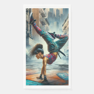 Breakdancer Women in action New York silhouette Napkin