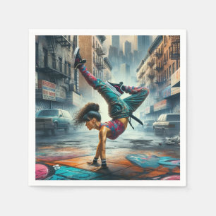 Breakdancer Women in action New York silhouette Napkin
