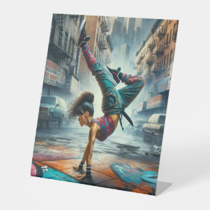Breakdancer Women in action New York silhouette Pedestal Sign