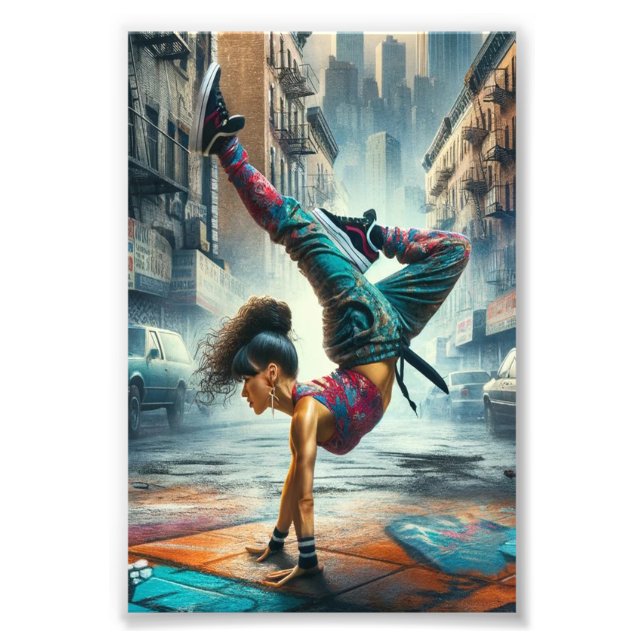 Breakdancer Women in action New York silhouette Photo Print (Front)