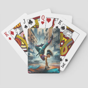 Breakdancer Women in action New York silhouette Playing Cards