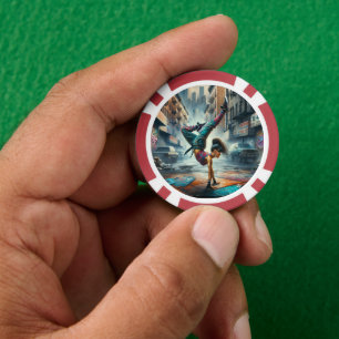Breakdancer Women in action New York silhouette Poker Chips