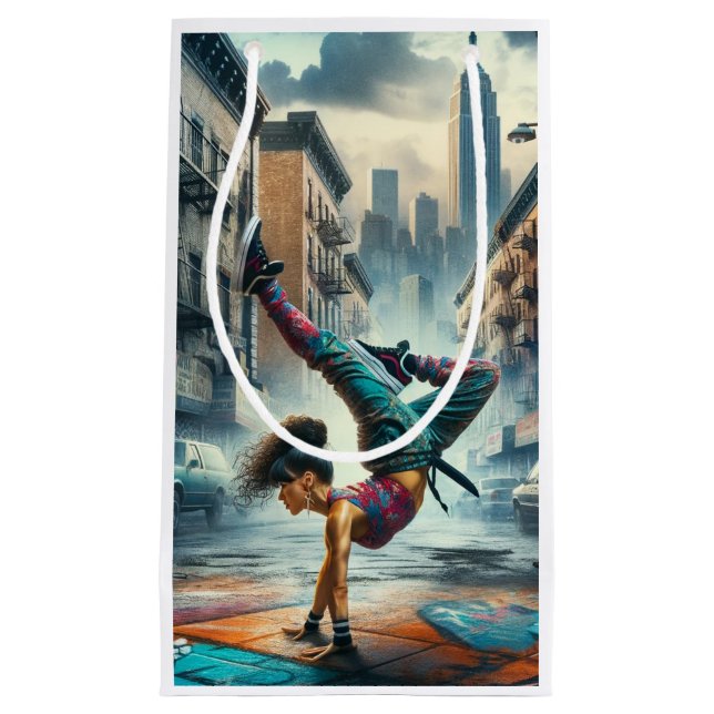 Breakdancer Women in action New York silhouette Small Gift Bag (Front)