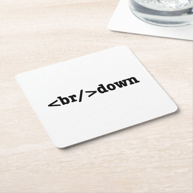 breakdown HTML Code Square Paper Coaster (Angled)