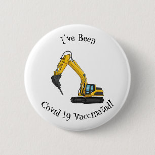 Breaker excavator cartoon illustration 6 cm round badge