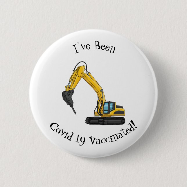 Breaker excavator cartoon illustration 6 cm round badge (Front)