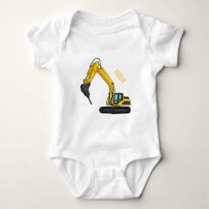 Breaker excavator cartoon illustration baby bodysuit