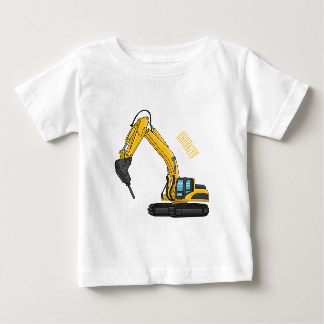 Breaker excavator cartoon illustration baby T-Shirt (Front)